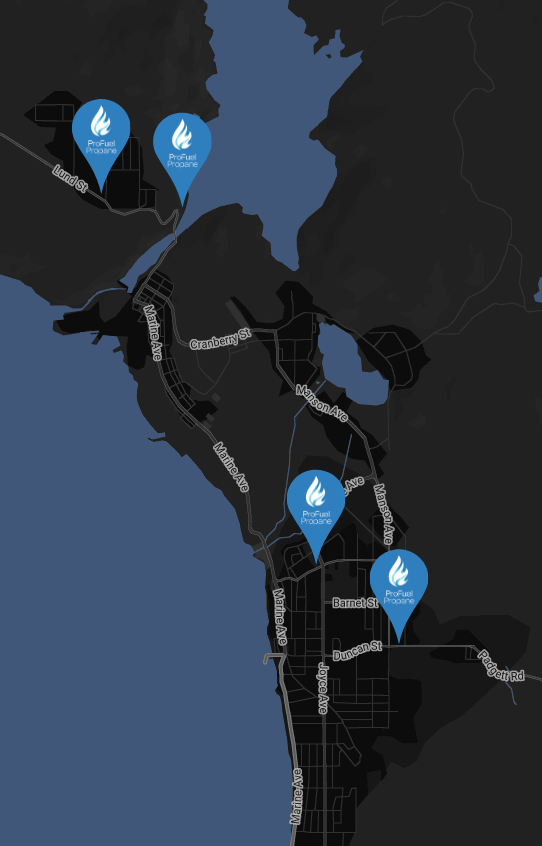 4 Locations Map PR - ProFuel Propane Powell River, BC